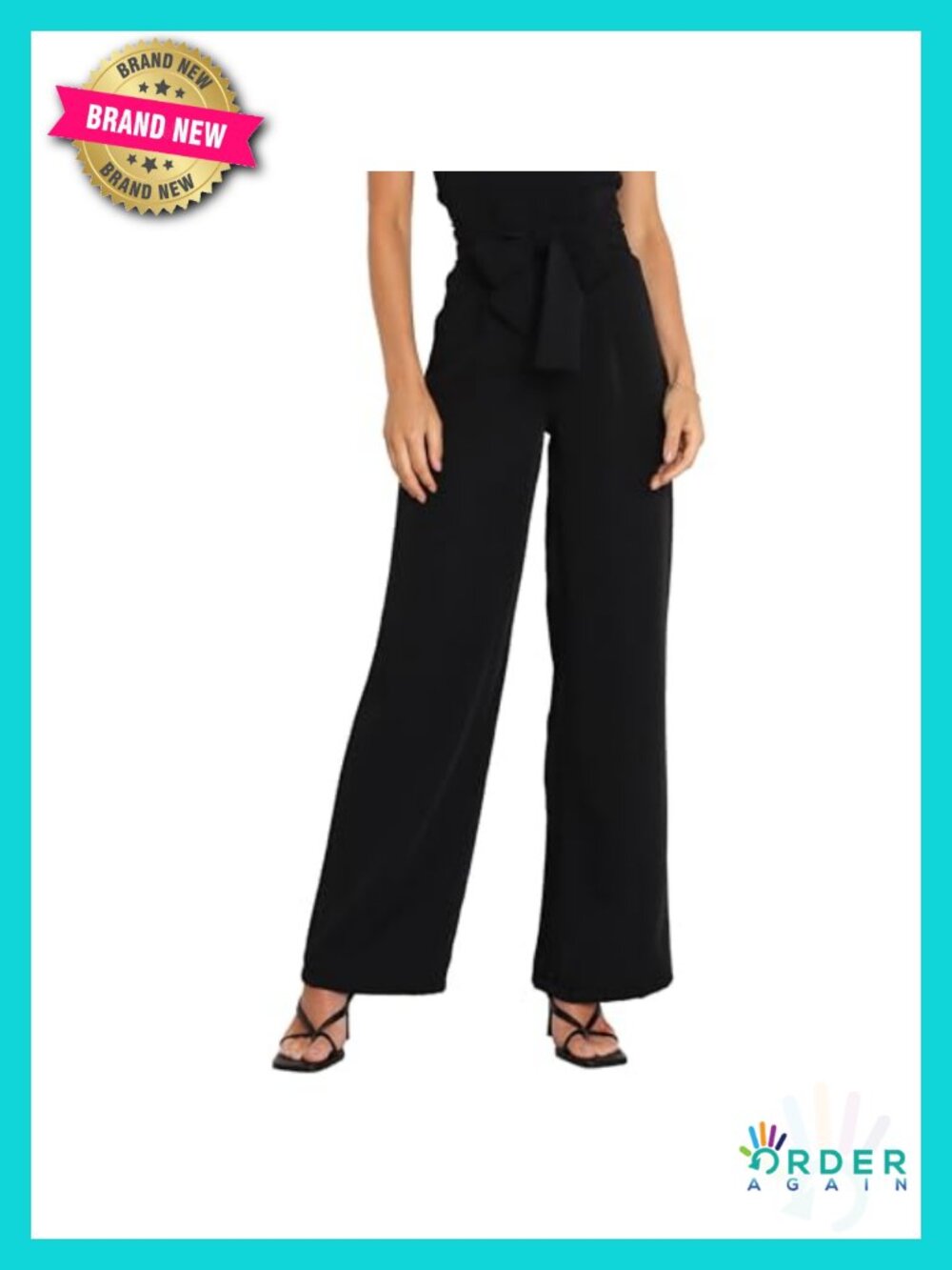 High Waisted Wide Leg Pleated Pants with Belt Loops